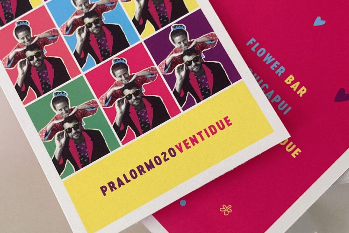 Un coordinato grafico per due sposi dalla personalità vivace che volevano delle nozze gioiose in pop style dall'atmosfera elettrizzante.